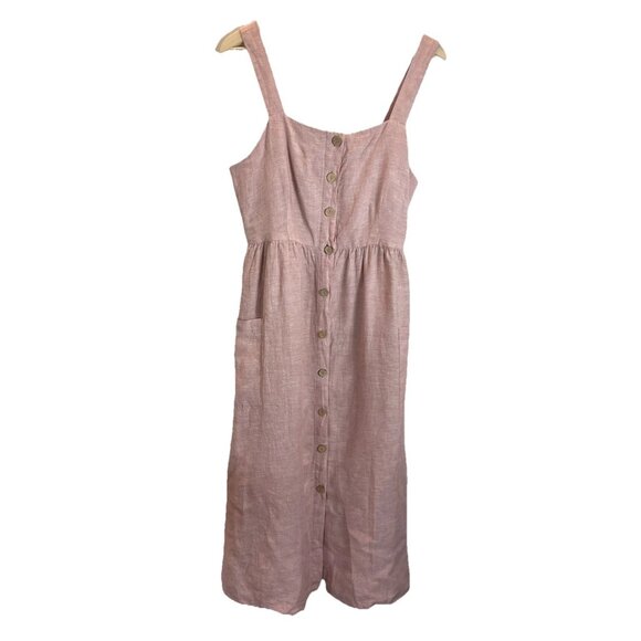 Rachel Zoe Dress Size 10 Mauve Pink Linen Button Front‎  Sleeveless Maxi - Picture 1 of 7
